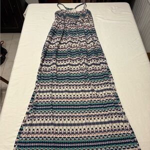 Under the Skies Halter Maxi Dress Braided Straps and slit on the side